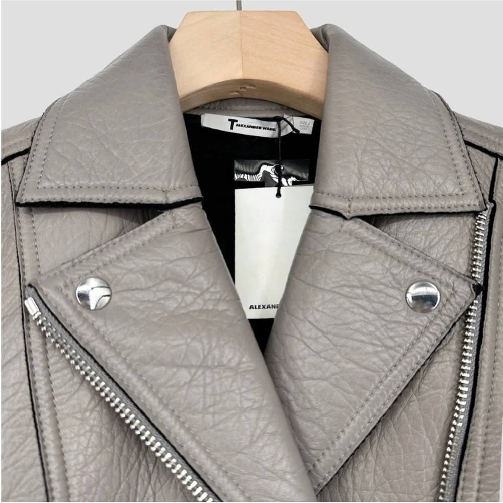 New T Alexander Wang Grey Leather Jacket - Picture 3 of 13